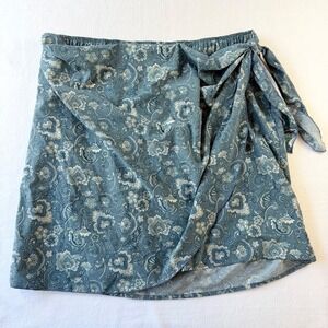 Toad&Co Sunkissed Wrap Skirt Women's L Blue Paisley Floral Vacation Activewear